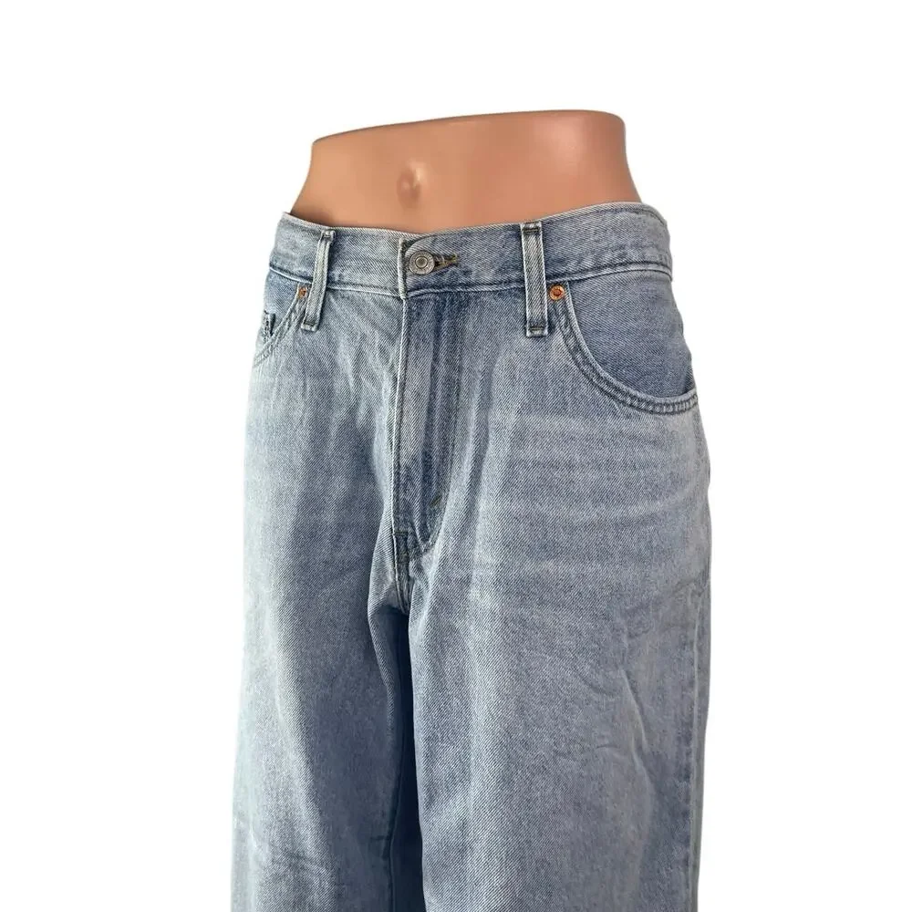 Levi's Baggy Dad Women's Blue High Rise Straight Wide Leg Denim Jeans Pants 31 - Picture 3 of 9
